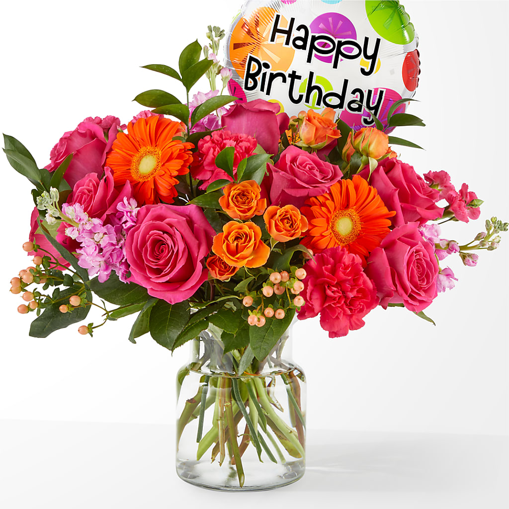 Fiesta Bouquet with Birthday Balloon – Emotional Bonding, Niles IL