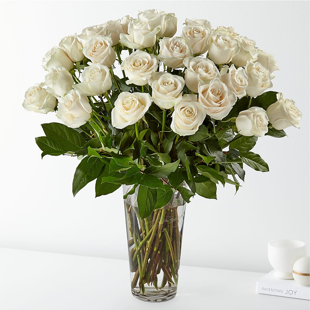 Long Stem White Rose Bouquet – Emotional Bonding, Niles IL