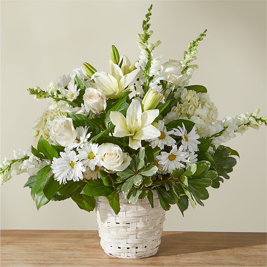Ivory Elegance Floral Basket – Emotional Bonding, Niles IL