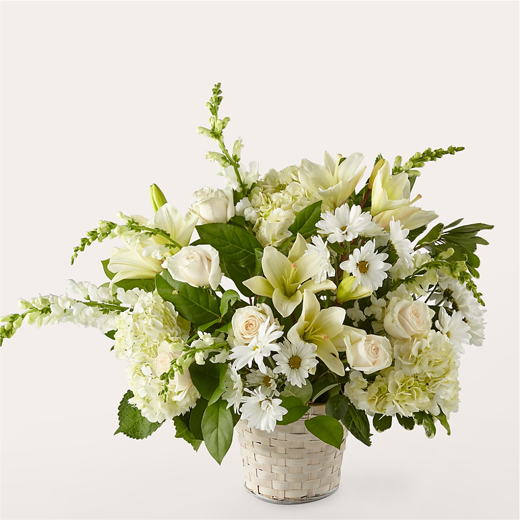 Ivory Elegance Floral Basket – Emotional Bonding, Niles IL