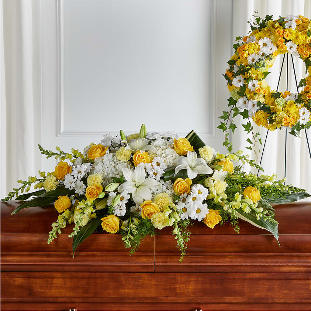 Golden Harmony Casket Spray – Emotional Bonding, Niles IL
