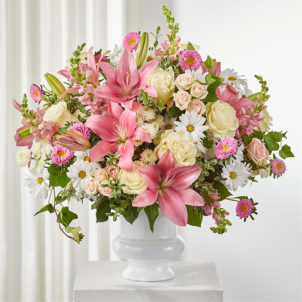 Empathetic Blooms Urn Arrangement – Emotional Bonding, Niles IL