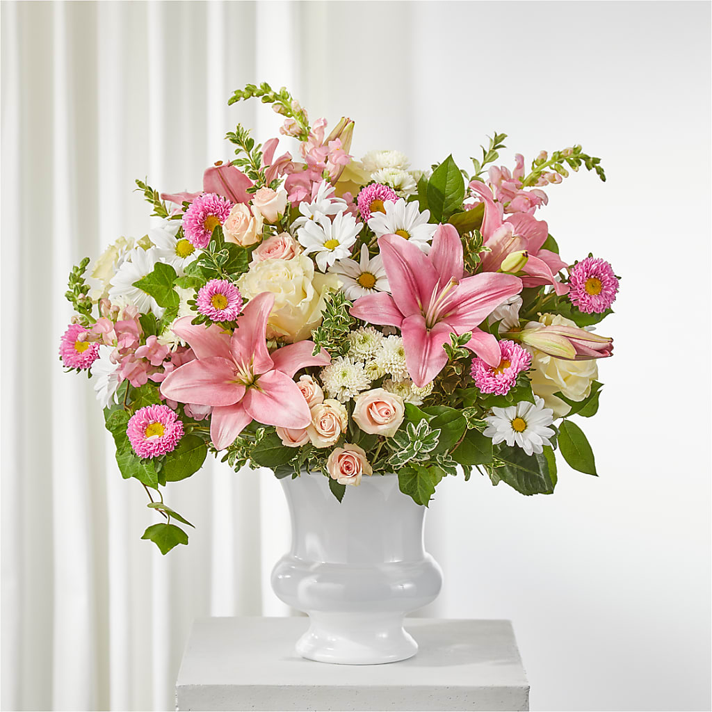 Empathetic Blooms Urn Arrangement – Emotional Bonding, Niles IL