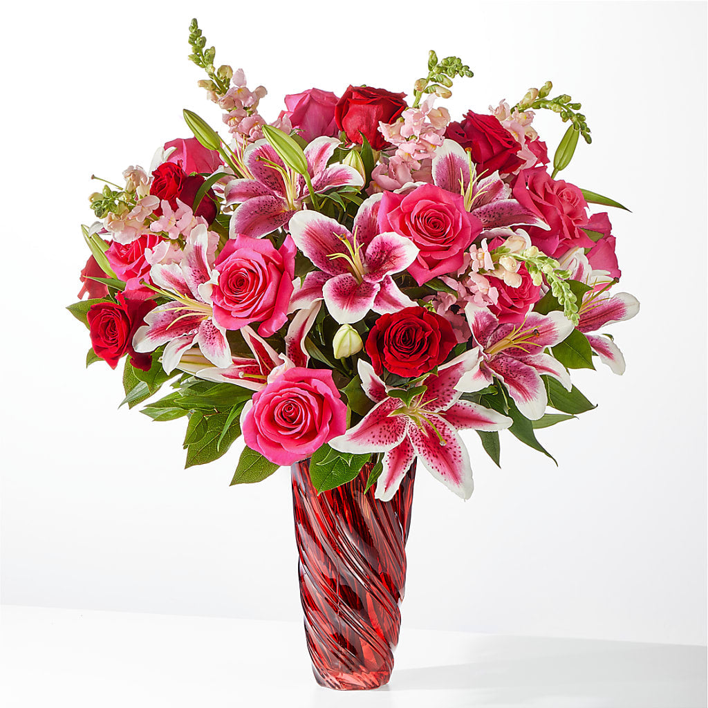 Always You Bouquet with Luxe Swirl Vase – Emotional Bonding, Niles IL