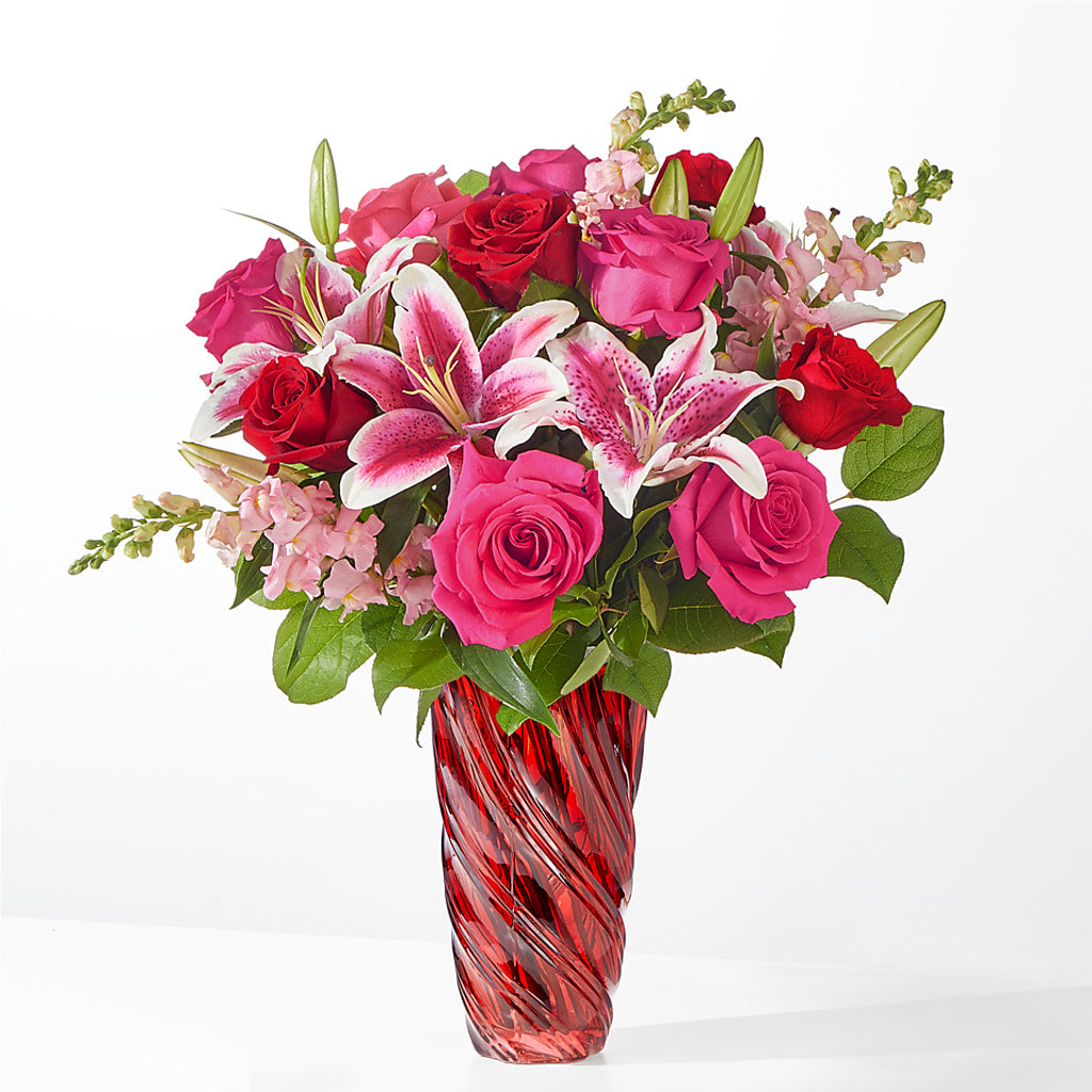 Always You Bouquet with Luxe Swirl Vase – Emotional Bonding, Niles IL