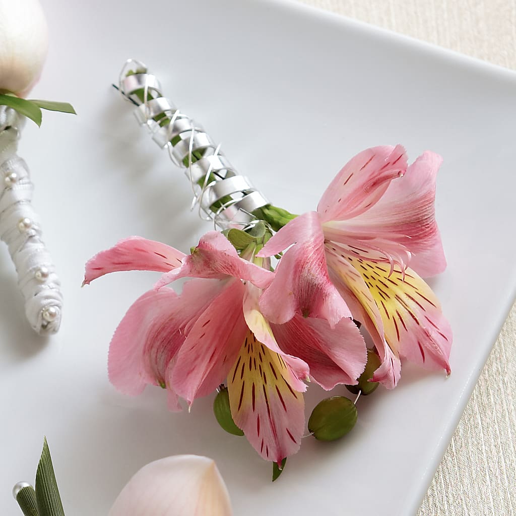 Pink Peruvian Lily Boutonniere – Emotional Bonding, Niles IL