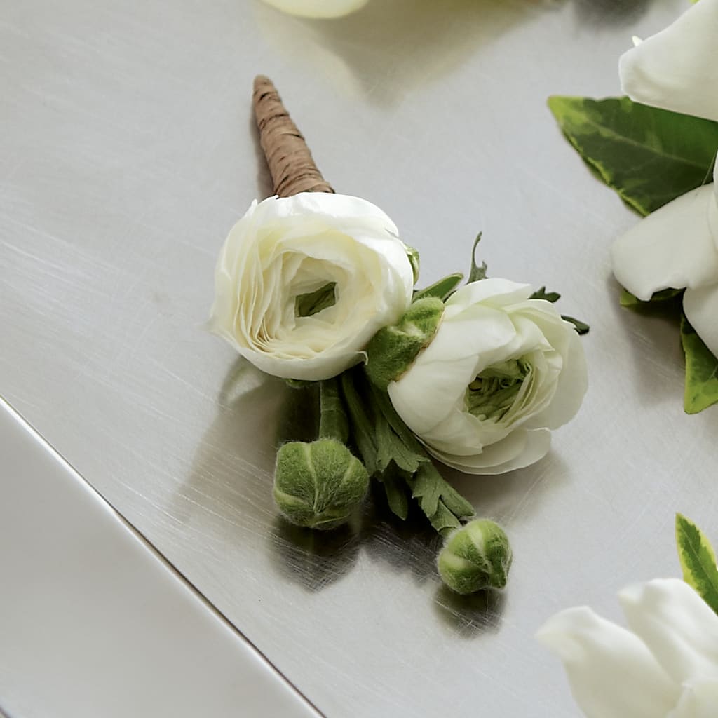 White Ranunculus Boutonniere – Emotional Bonding, Niles IL