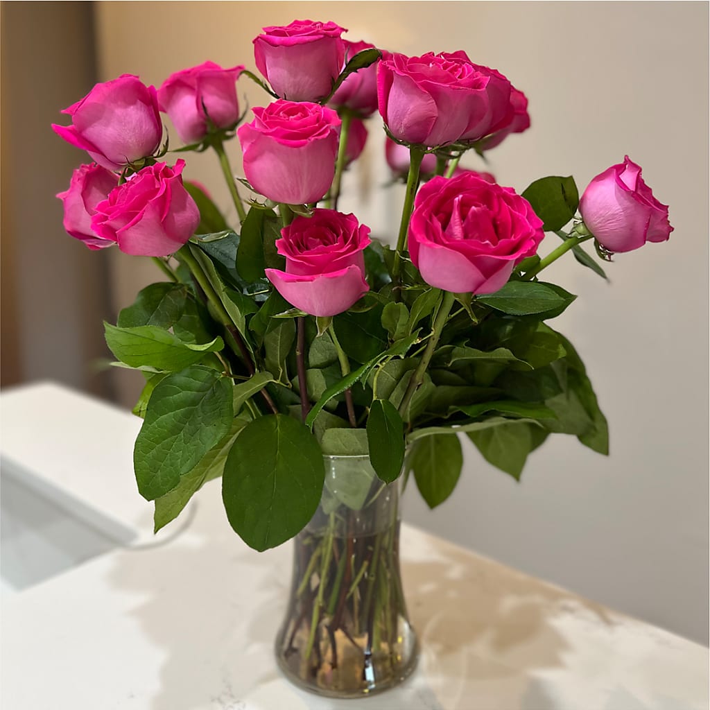 Long Stem Pink Rose Bouquet –  Emotional Bonding, Niles IL