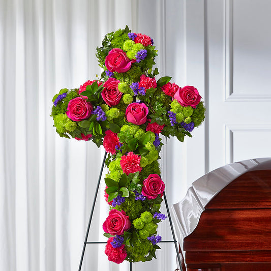 Tribute Rose Floral Cross –  Emotional Bonding, Niles IL