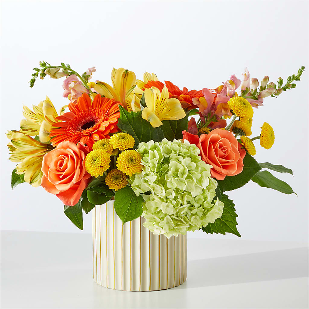 Autumn Sunshine Bouquet with Ivory Vase –  Emotional Bonding, Niles IL
