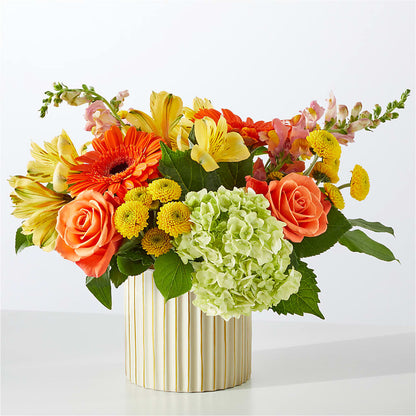 Autumn Sunshine Bouquet with Ivory Vase –  Emotional Bonding, Niles IL