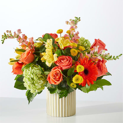 Autumn Sunshine Bouquet with Ivory Vase –  Emotional Bonding, Niles IL