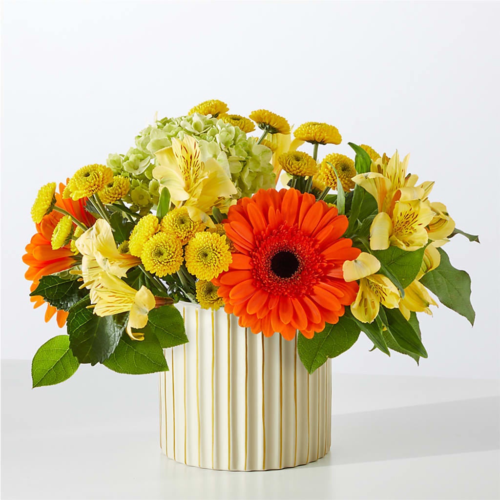 Autumn Sunshine Bouquet with Ivory Vase –  Emotional Bonding, Niles IL