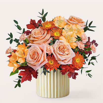 Spiced Latte Bouquet with Ivory Vase –  Emotional Bonding, Niles IL