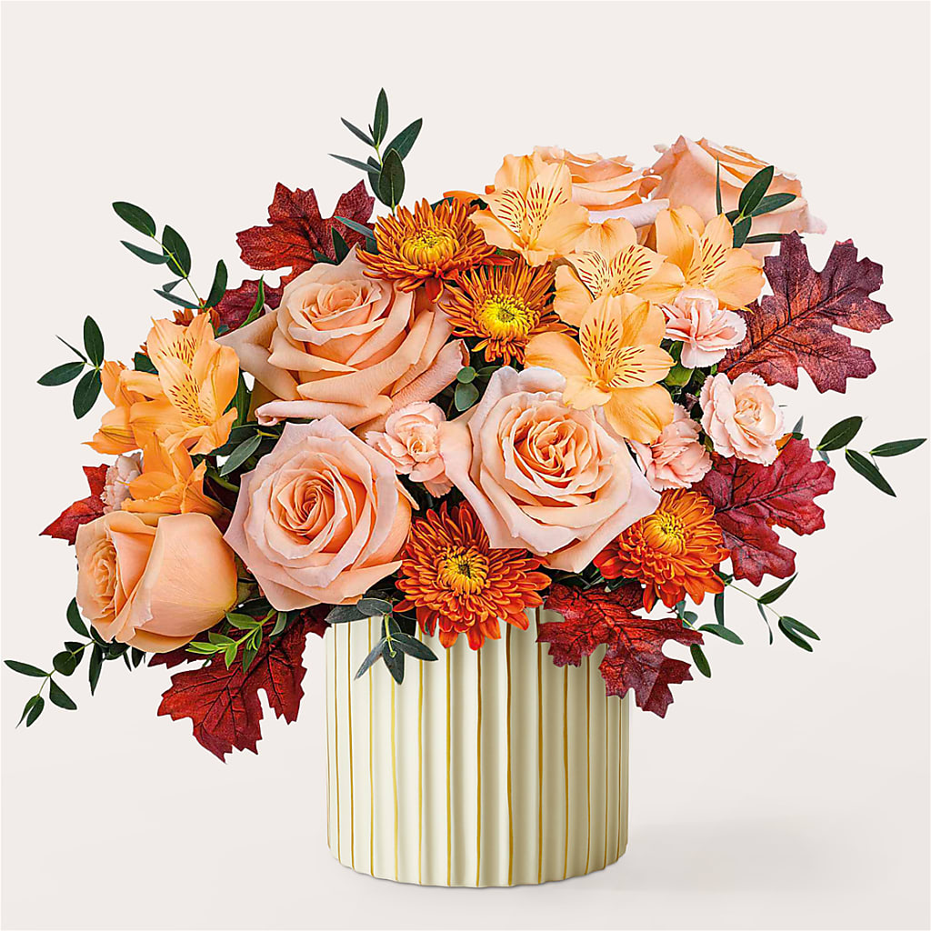 Spiced Latte Bouquet with Ivory Vase –  Emotional Bonding, Niles IL