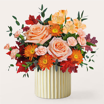 Spiced Latte Bouquet with Ivory Vase –  Emotional Bonding, Niles IL