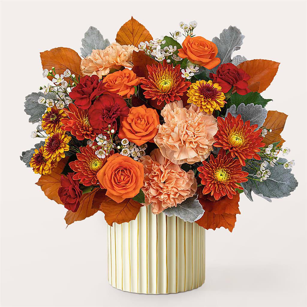 Merlot Bouquet with Ivory Vase –  Emotional Bonding, Niles IL